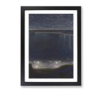 Night At Riddarfjarden In Stockholm By Eugene Jansson Classic Painting Framed Print | A2 Black Framed Wall Art | Ready to Hang | Classic Historical Picture | Living Room Bedroom Lounge Office