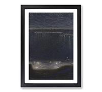 Night at Riddarfjarden in Stockholm by Eugene Jansson Framed Print | A2 Black Framed Wall Art | Ready to Hang | Modern Nature Picture | Living Room Bedroom Lounge Office