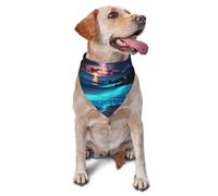 Night Beach And Starry Tapestry Printed Graphic Pet Triangle Scarf For Dogs & Cats, Adjustable Cute Pet Bandana For & Photo Shoots