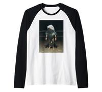 Night Beach Fish Man Weird Sea Creature Hybrid Raglan Baseball Tee