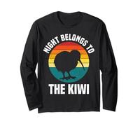 Night Belongs to The Kiwi Vintage Sunset Kiwi Long Sleeve T-Shirt