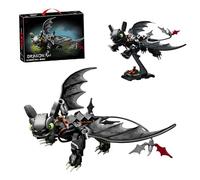 Night Black Dragon Building Blocks Set, 408 PCS Creative Movie Beasts Animal Model Toys, Dragon Enthusiast Building Bricks Kit, Ideas Gifts for Kids Adults and Office Home Decer