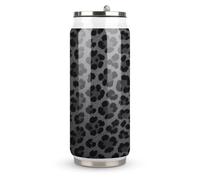 Night Black Leopard Print Printed Stainless Steel Thermos Cup with Lid and Straw Suitable for Use in The Car Traveling Fitness Outdoor Activities Cafes Offices Home Use Etc