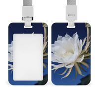 Night Blooming Cereus Id Badge Holder - Retractable Badge Holders, Heavy Duty Plastic Id Card Holder with Lanyard, Waterproof Name Tag Sleeve for Nurses, Teachers, Office Professionals