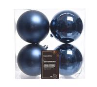 Night Blue Shatterproof Baubles - 10 cm - box of 4