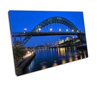 Night Blue sky over the River Tyne Bridge Sage Newcastle Gateshead Wall Art Print On Canvas Picture For Home Office Decor 91x61cm (36x24In)
