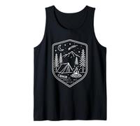 Night Campfire Minimalist Monoline Badge Tank Top