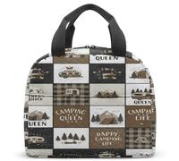 Night Camping RV Campfire Stars Print Insulated Lunch Bag for Back to School, 23x13x21cm Caravan Cooler Food Storage Bag (16)