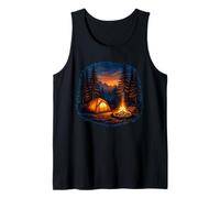 Night Camping Tent Campfire Mountain Camper Tank Top