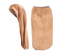 Night Cap Sleeping Hat Satin Bonnet Cover Long Waves Hair Soft Beanie Headwear Comfy Headscarf Doo Shower Caps for Women Girls Golden