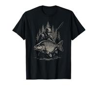 Night Carp Angler - Big Catch Fishing Design T-Shirt