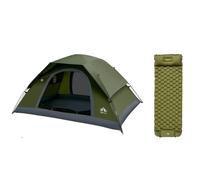 Night Cat Camping Backpacking Tent 2 Person and Inflating Camping Mat with Pillow for Hiking Backyard Outdoor
