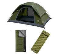 Night Cat Camping Set: Camping Tent 1 Person and Sleeping Bag and Inflating Mat for Hiking Backyard Outdoor