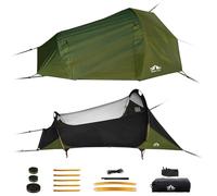 Night Cat Hammock Tent for 1 Person: Triangle Flat Bottom Hammock with Mosquito Net and Outdoor Camping Waterproof Tarp for Backpacking in Jungle Army Green