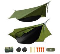 Night Cat Hammock With Mosquito Net: One Piece Design Hammock with Tarp Lightweight Portable for 1 Person Camping Hiking Green