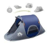 Night Cat Pop Up Tent 1 Man Person Camping Tent Waterproof Instant Automatic Easy Set Up Dome Holiday Tent For Car Camping Garden Beach Blue