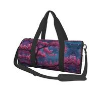Night Cherry Blossoms Print Round Duffel Bag, Canvas Overnight Travel Tote Bag, Waterproof and Tear-Resistant.Foldable Weekend Travel Bag