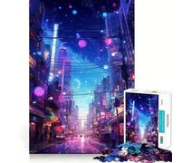 Night City Landscape 1000 Adult Pieces Jigsaw Puzzle Brain Teaser Calm Escape Pattern Assembly Santa Wish Gift (38x52cm)