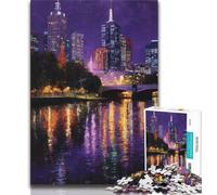 Night City Landscape Jigsaw Puzzles for Teenagers 1000 Piece Puzzle,Fun Games Every Piece Is Unique - Challenging Family Fun Game (38x26cm)