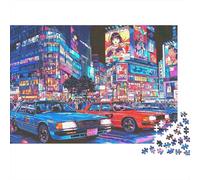 Night City Street 1000 Piece Jigsaw Puzzle Retro Car Jigsaw Puzzle for Adults Relaxing Family Focus Home Decor Gift 70x50cm/1000pcs