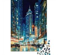 Night Cityscape with Neon Lights 1000 Piece Jigsaw, 38x26cm/1000pcs