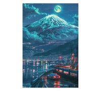 Night Cityscape with Snow Capped Mountain Jigsaw Puzzle, 1000 Piece