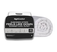 Night Comfort 1.5 Tog Summer Cool Double Duvet -Hypoallergenic, Anti-Allergy Microfibre Soft Touch Satin Stripe Embossed Cover- Feels Like Down Hotel Collection Lightweight Duvet (White, 200cmx200cm)