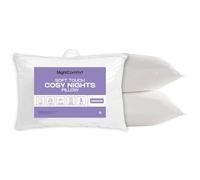 Night Comfort Cosy Nights Hotel Quality White Pillow Pack of 2 - Hypoallergenic Medium Support Pillows for Back Sleepers Filled with Bouncy Hollowfibre Big Pillows for Bed