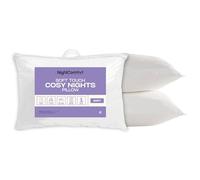 Night Comfort Cosy Nights Hotel Quality White Pillow Pack of 2 - Hypoallergenic Soft Support Pillows for Front Sleepers Filled with Bouncy Hollowfibre Big Pillows for Bed