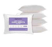 Night Comfort Cosy Nights Hotel Quality White Pillow Pack of 4 - Hypoallergenic Medium Support Pillows for Back Sleepers Filled with Bouncy Hollowfibre Big Pillows for Bed