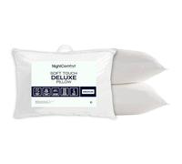 Night Comfort Deluxe Feels Like Down Anti-Allergy White Pillow Pack of 2 - Soft Touch Hypoallergenic Medium Support Pillows for Back Sleepers Filled with Bouncy Hollowfibre (46cm x 74cm)