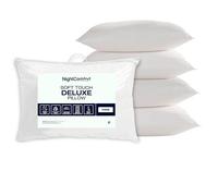 Night Comfort Deluxe Feels Like Down Anti-Allergy White Pillow Pack of 4 - Soft Touch Hypoallergenic Firm Support Pillows for Side Sleepers Filled with Bouncy Hollowfibre (46cm x 74cm)