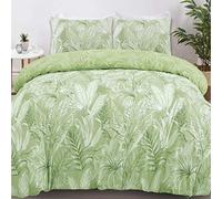 Night Comfort Eco Breathable Duvet Cover with Pillowcases | 100% Polycotton Percale Exclusive Peyton Soft Green Design | Machine Washable and Non-Allergenic Bedding Set (Single)