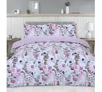 Night Comfort Percale Duvet Cover Set with Pillowcase - Floral Print Luxury Cotton Blend Reversible Bed Set Quilt and Pillow Cover (Rose Pink, Double)