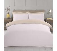 Night Comfort Percale Duvet Cover Set with Pillowcase - Luxury Cotton Blend Reversible Bed Set Quilt and Pillow Cover (Pink & Tea Rose, King)