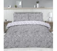 Night Comfort Percale Duvet Cover Set with Pillowcase - Luxury Cotton Blend Reversible Bed Set Quilt and Pillow Cover (Grey, Double)