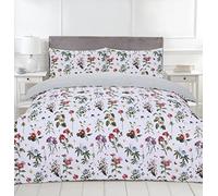 Night Comfort Percale Duvet Cover Set with Pillowcase - Plant with Leaves Luxury Cotton Blend Reversible Bed Set Quilt and Pillow Cover (Multicolour, Double)