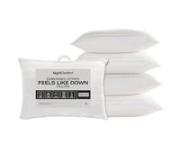 Night Comfort Satin Stripe White Pillow - Hypoallergenic Medium Support, Microfibre Pillows for Side Sleepers, Filled with Bouncy Hollowfibre, Big Pillows for Bed (Pack of 4)