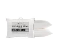Night Comfort Satin Stripe White Pillow - Hypoallergenic Medium Support, Microfibre Pillows for Side Sleepers, Filled with Bouncy Hollowfibre, Big Pillows for Bed (Pack of 2)