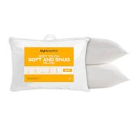 Night Comfort Soft & Snug Anti-Allergy White Pillow Pack of 2 - Waterproof Hypoallergenic Breathable Soft Support Pillows for Front and Stomach Sleepers Filled with Bouncy Hollowfibre (46cm x 74cm)