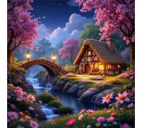 Night Cottage View 90 Piece Jigsaw Puzzles for Adults 30x30cm, adult jigsaw puzzles 90 Pieces, Challenging&Brainteasing Puzzle Family Games, Beautiful Decoration puzzle