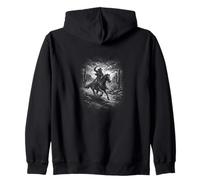 Night Cowboy On Galloping Horse Desert Trail Zip Hoodie