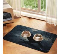 Night Crow Dog Food Mats for Floors, 16x24 Inch Non-Slip Super Absorbent Pet Food Mat, Dishwasher Dog Mat for Food and Water, Cute Rubber Quick Dry Pet Feeding Mat for Dogs Puppy Cats