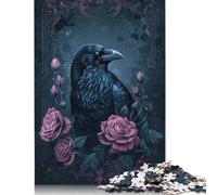 Night Crow Jigsaw Puzzles Puzzles for Adults Kids. 1000 Piece Whimsical Challenge Toy Educational Game Home Decoration for Adults& Kids Age 14 Years Up 1000pcs (40x28cm)