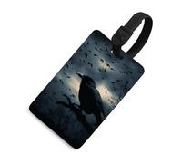 Night Crow Luggage Tag for Suitcases TSA Approved with Name Id Card Suitcase Tags Identifiers Black Strap Clear Window Personalized Baggage Tag for Cruise Airport Travel Essentials