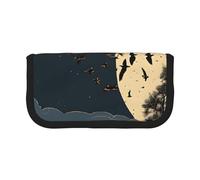 Night Crow Print Print Pencil Case Big Capacity Pencil Bag Makeup Pouch Durable Students Stationery with Double Zipper for School/Office
