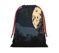 Night Crow Print Ultra Soft Velvet Gift Bag, Stylish Design, Preferred For Holidays