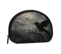 Night Crow Printed Coin Purse for Women Cute Small Change Wallet Mini Coin Purses Pouch with Zipper