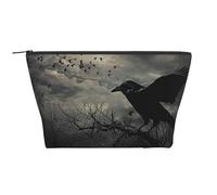 Night Crow Prints Trapezoid Makeup Bag Travel Cosmetic Organizer with Foam Padding for Gym, Office, and Weekend Trips