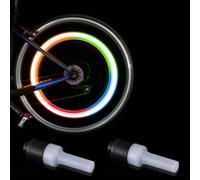 Night Cycling Tire Valve LEDs Motion Activated Safe(Colorful) | Motion activated glow, auto low-light sensor, bright LED visibility, red green multi-color, 2-pack set